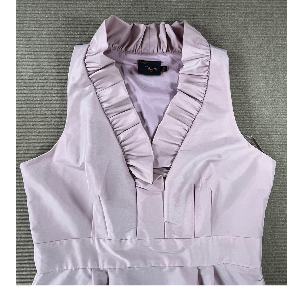 Just Taylor Lavender Lilac Ruffle Neck Sleeveless Fit Flare Cocktail Dress 14 - Picture 2 of 15